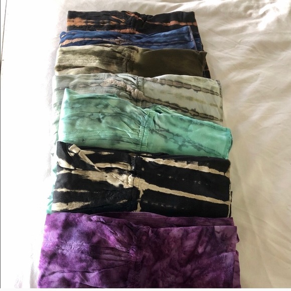 Bali Wide Leg Pants Black & Tan S/M M/L Festival Coachella tie Dye - Picture 8 of 8